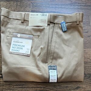 Haggar Men's Premium No-Iron Khaki Pants - Tan size 34 x 29, NWT